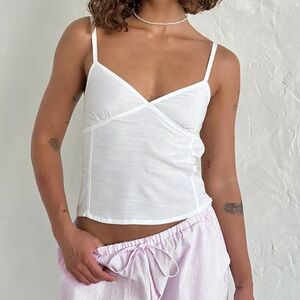NWT Motel Rocks REY CAMI Triangle CROP TOP IN IVORY XS